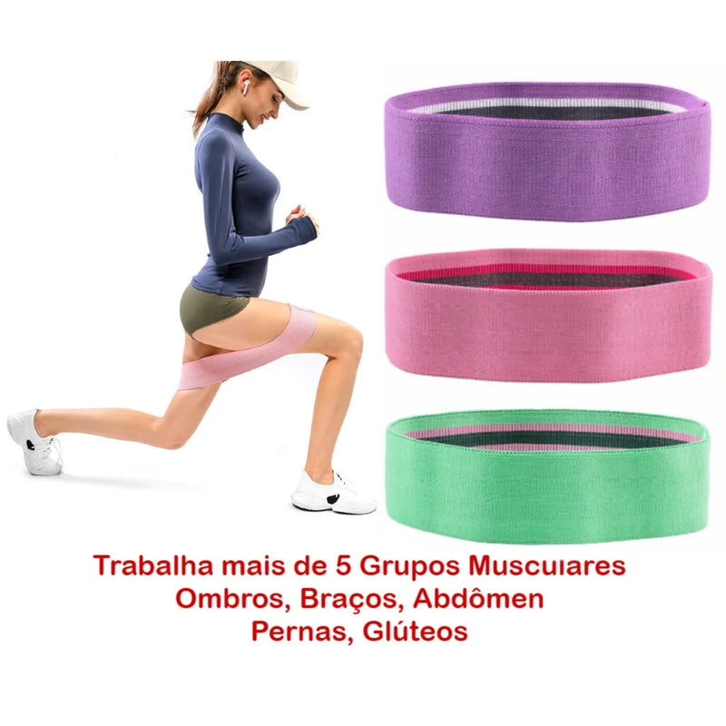 Kit 3 Faixas Elásticas De Exercício Hip Resistance Bands Para Malhar em Casa